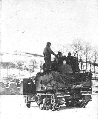 Multiple anti-aircraft gun manned by 90th Division men.